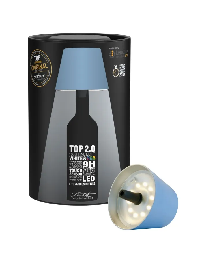 TOP 2.0 - RGB-Akku-Flaschenleuchte blau