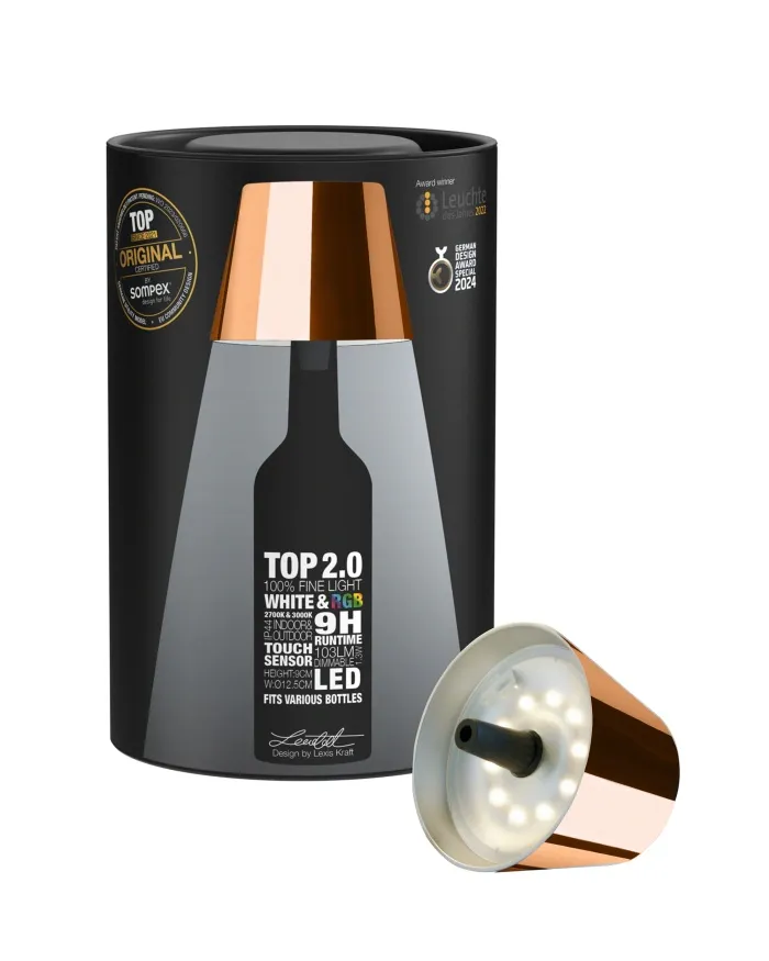 TOP 2.0 - RGB-Akku-Flaschenleuchte, kupfer