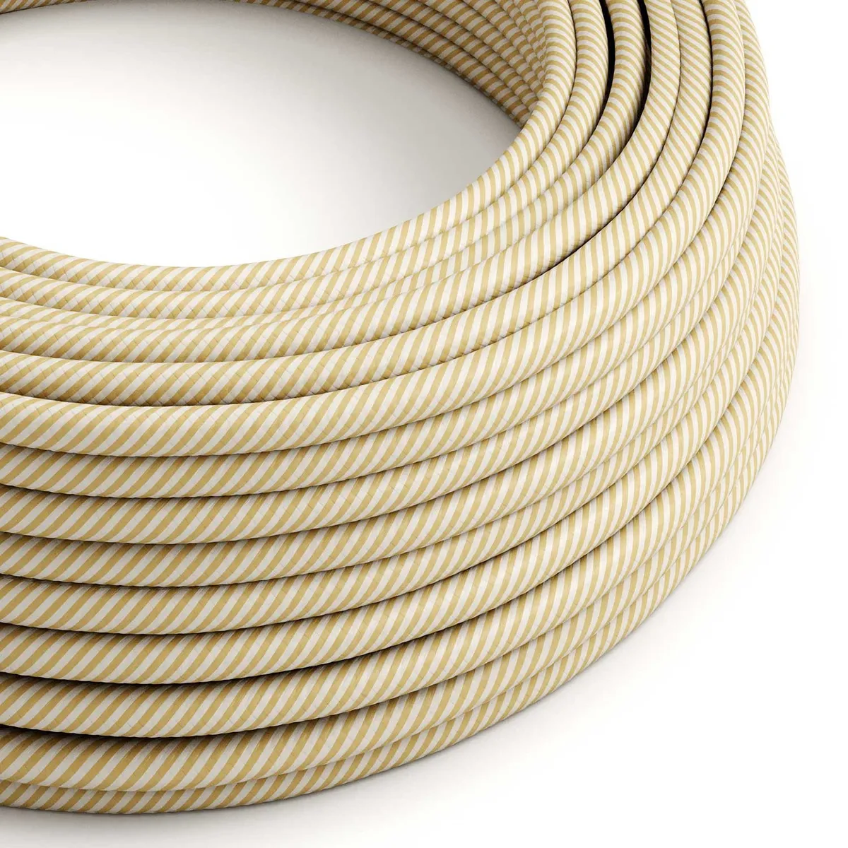 ERM53 Vertigo-Textilkabel 3x0,75mm² Creme mit dünnen Streifen in Nussbraun