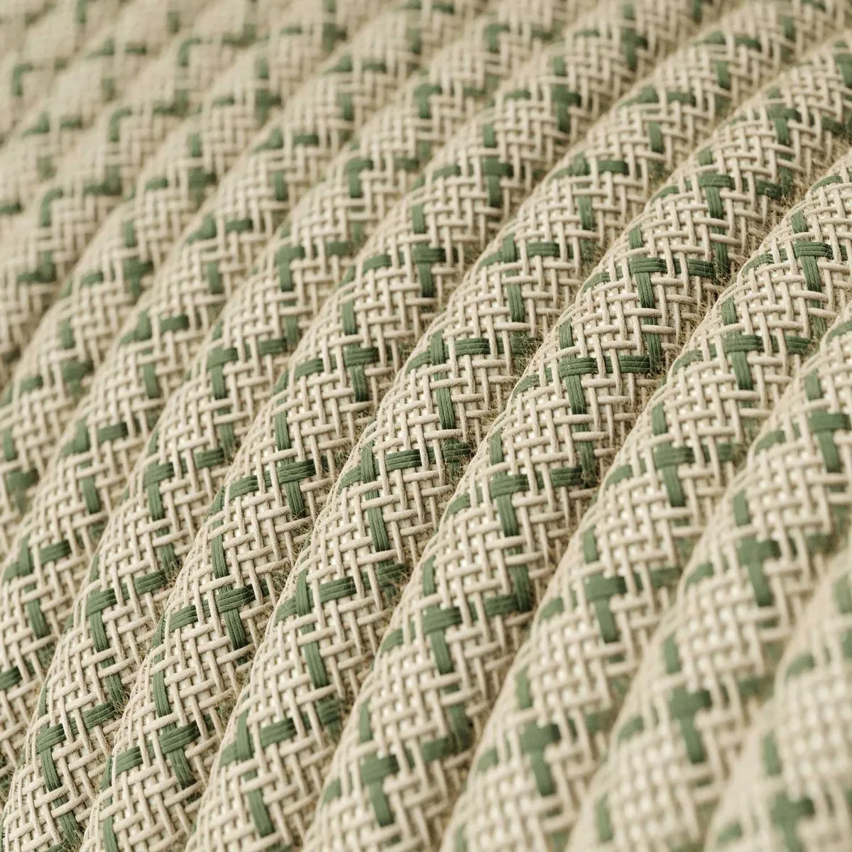 RD62 Textilkabel rund 3x0,75mm² thymiangrün-beige, Rautenmuster