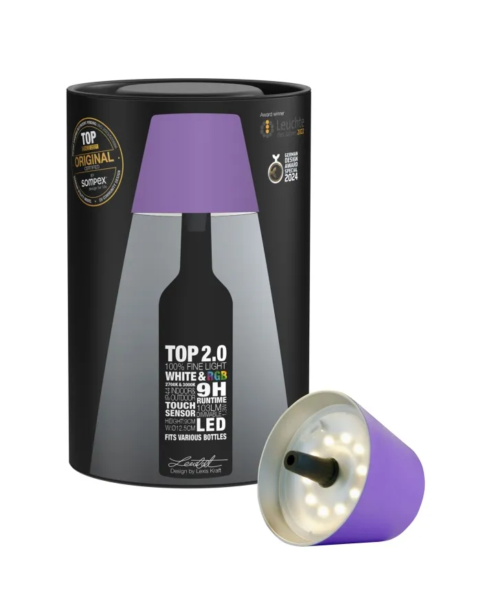 TOP 2.0 - RGB-Akku-Flaschenleuchte flieder