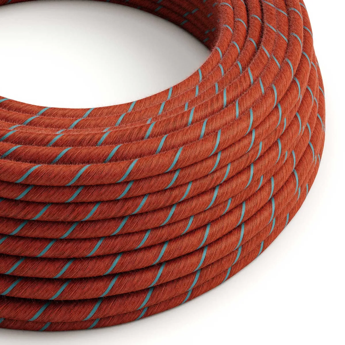 ERC36 Textilkabel rund 3x0,75mm² backsteinfarben-hellblau, aus Baumwolle Vertigo