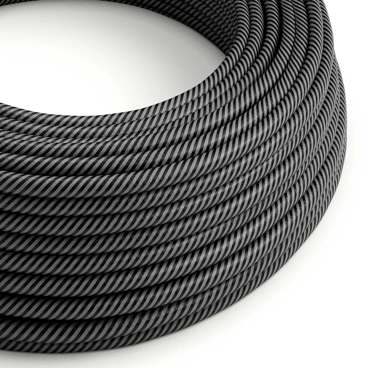 ERM38 Vertigo-Textilkabel 3x0,75mm² Graphitfarbene und schwarze, dünne Streifen