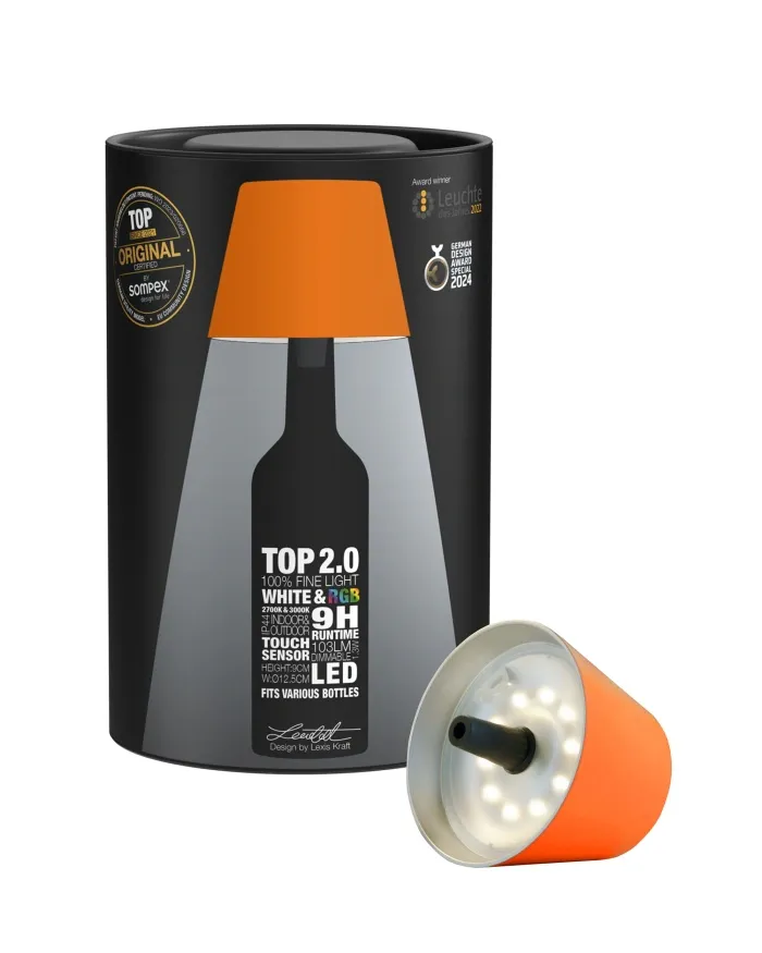 TOP 2.0 - RGB-Akku-Flaschenleuchte orange