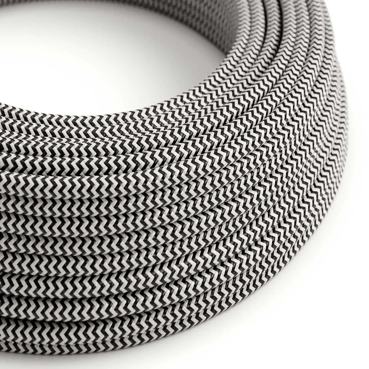 Textilkabel 3x0,75mm² Textil-Seideneffekt Zick-Zack schwarz