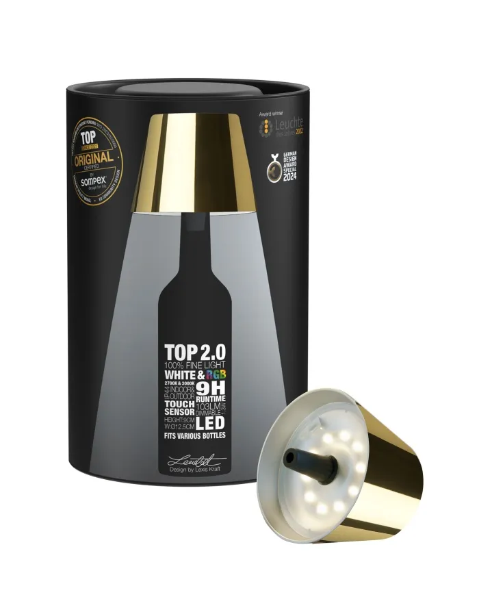 TOP 2.0 - RGB-Akku-Flaschenleuchte gold