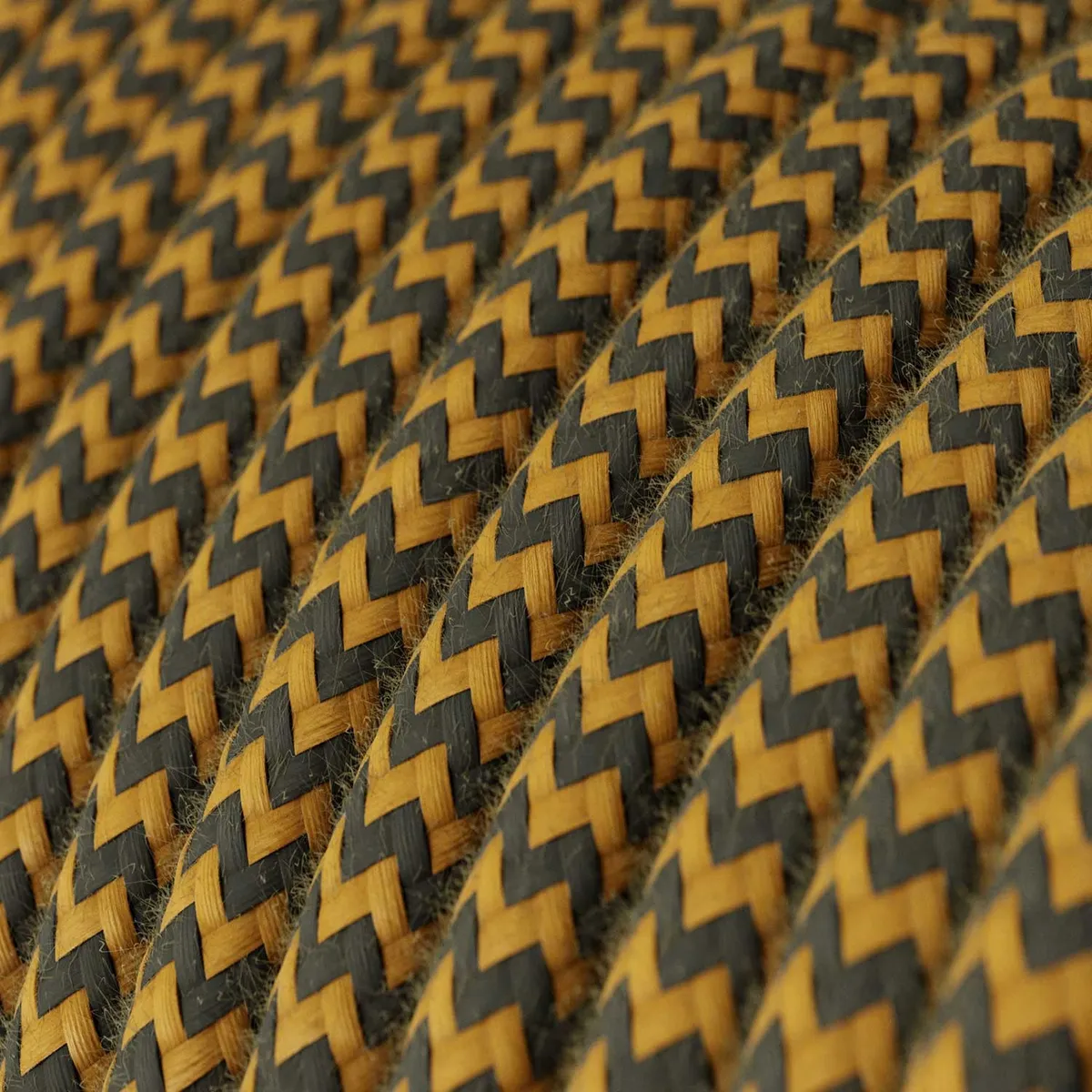Textilkabel rund 3x0,75mm² honigfarben-anthrazitgrau, aus Baumwolle
