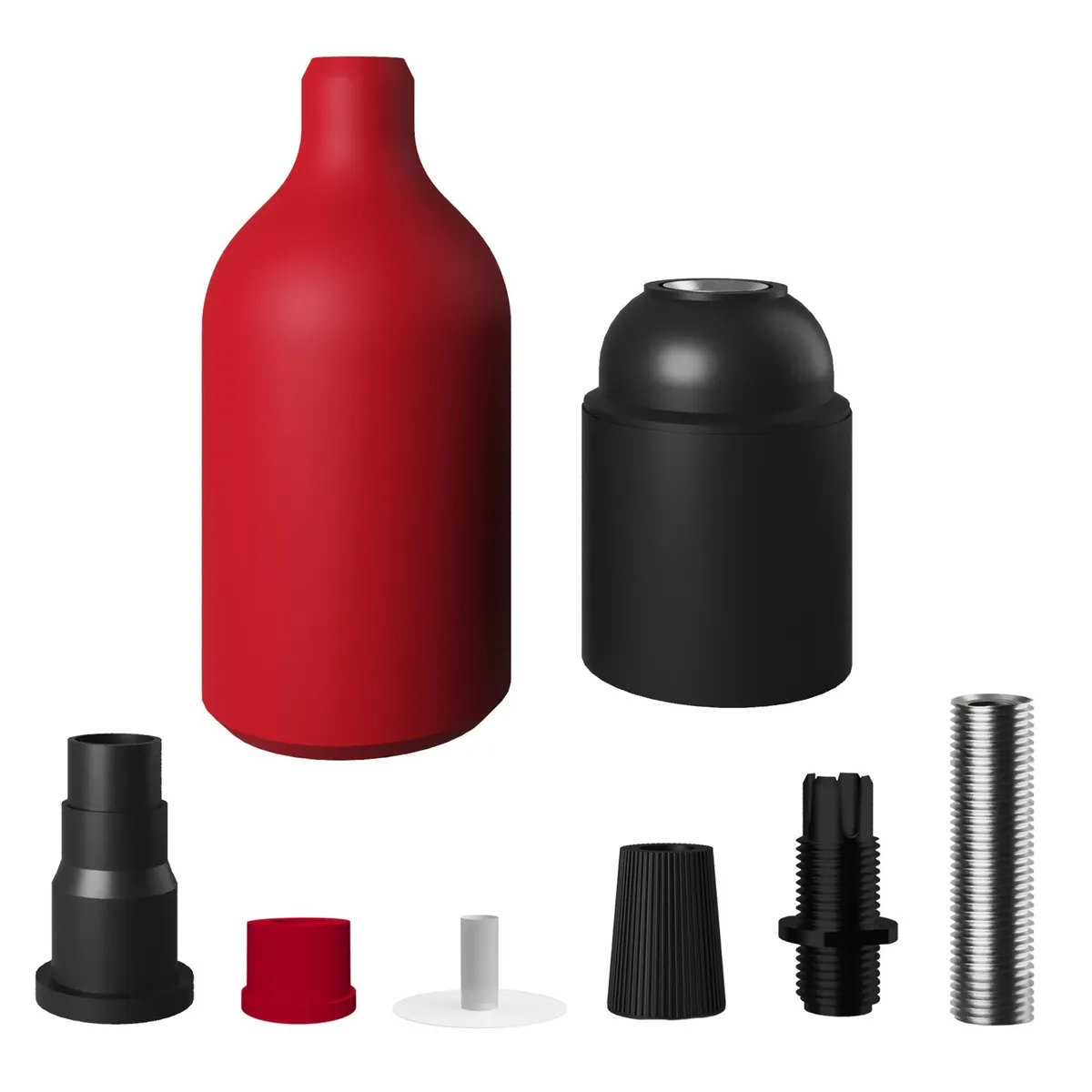 Lampenfassung aus Silikon E27 rot