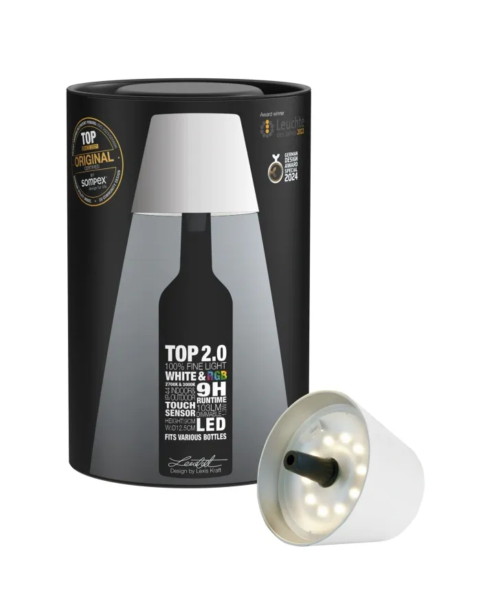 TOP 2.0 - RGB-Akku-Flaschenleuchte weiß