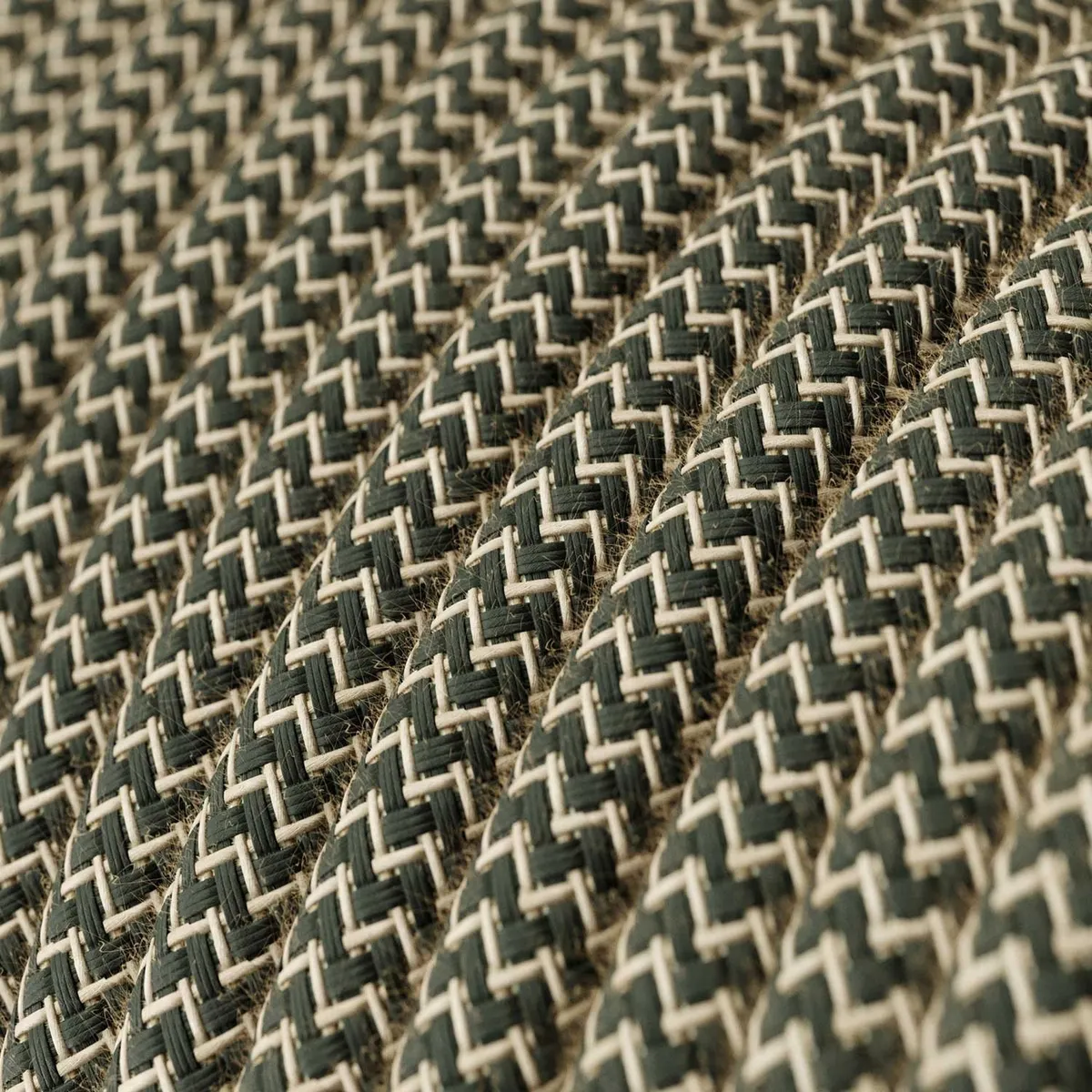 Textilkabel 3x0,75mm² Baumwolle Zick-Zack anthrazit  und natürliches Leinen