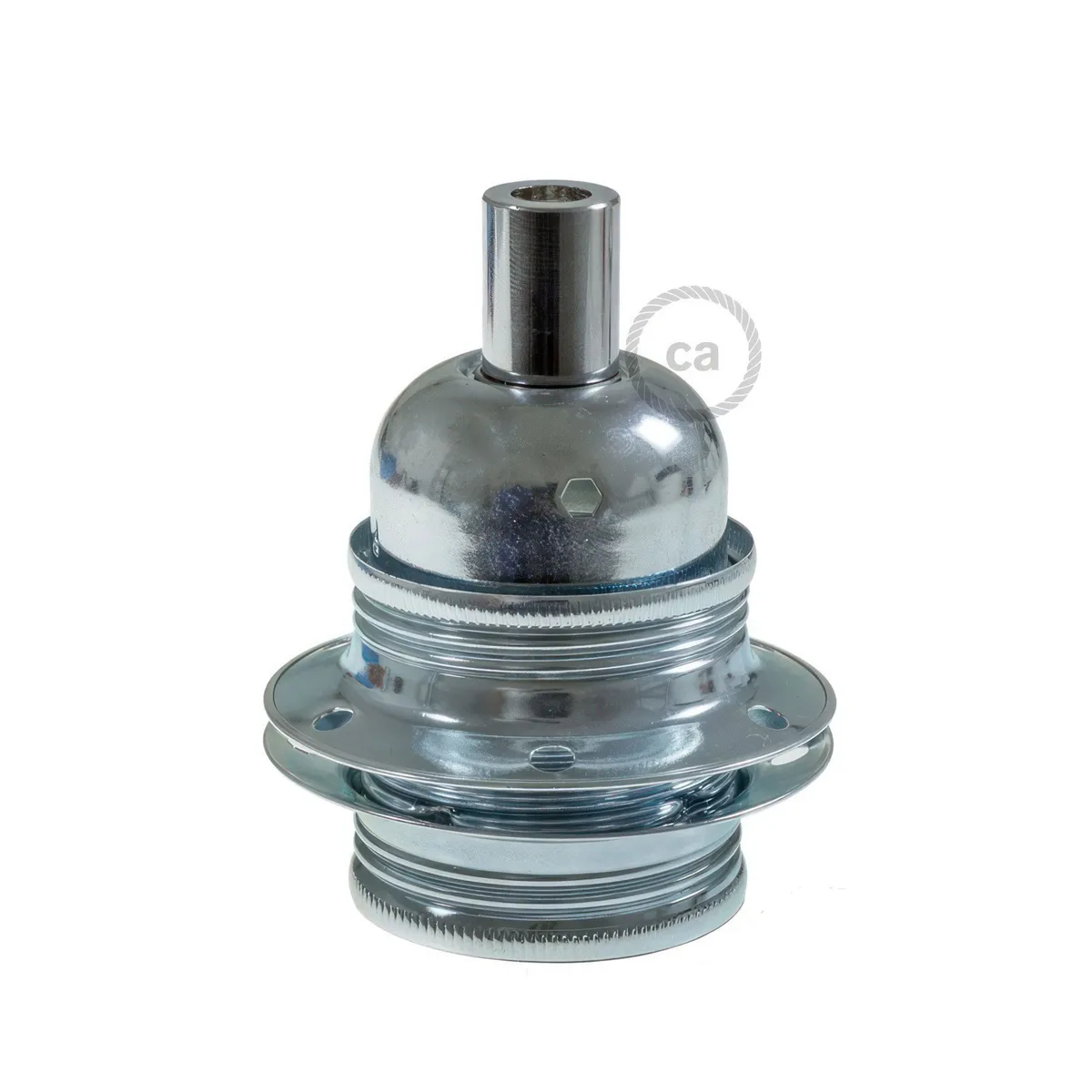 Lampenfassung Metall mit Doppelklemmring E27 Silber