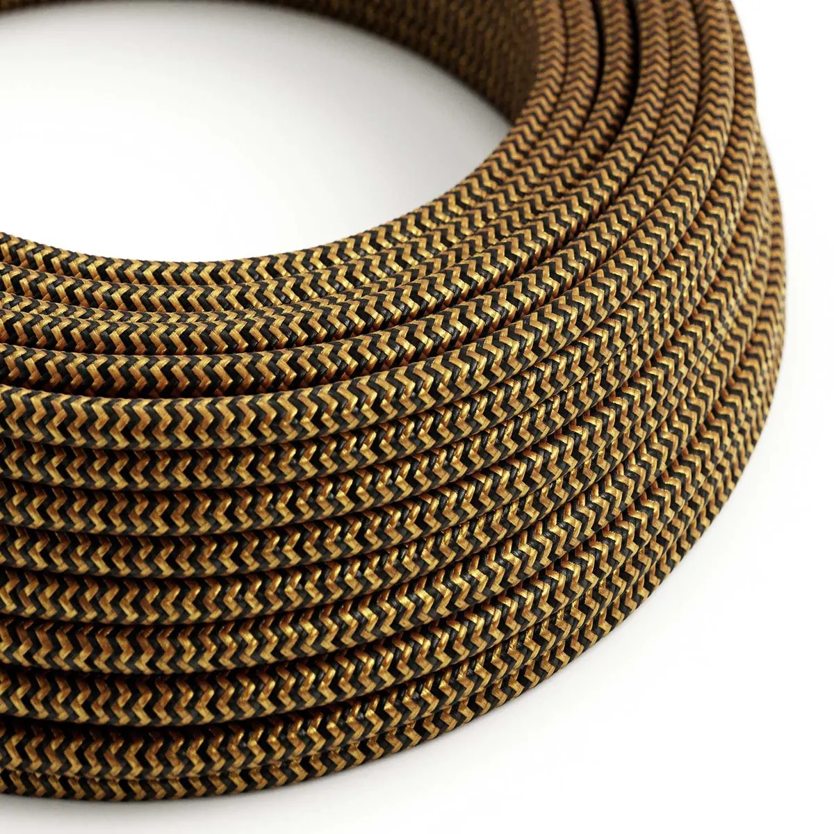 Textilkabel 3x0,75mm² Textil-Seideneffekt gold/schwarz