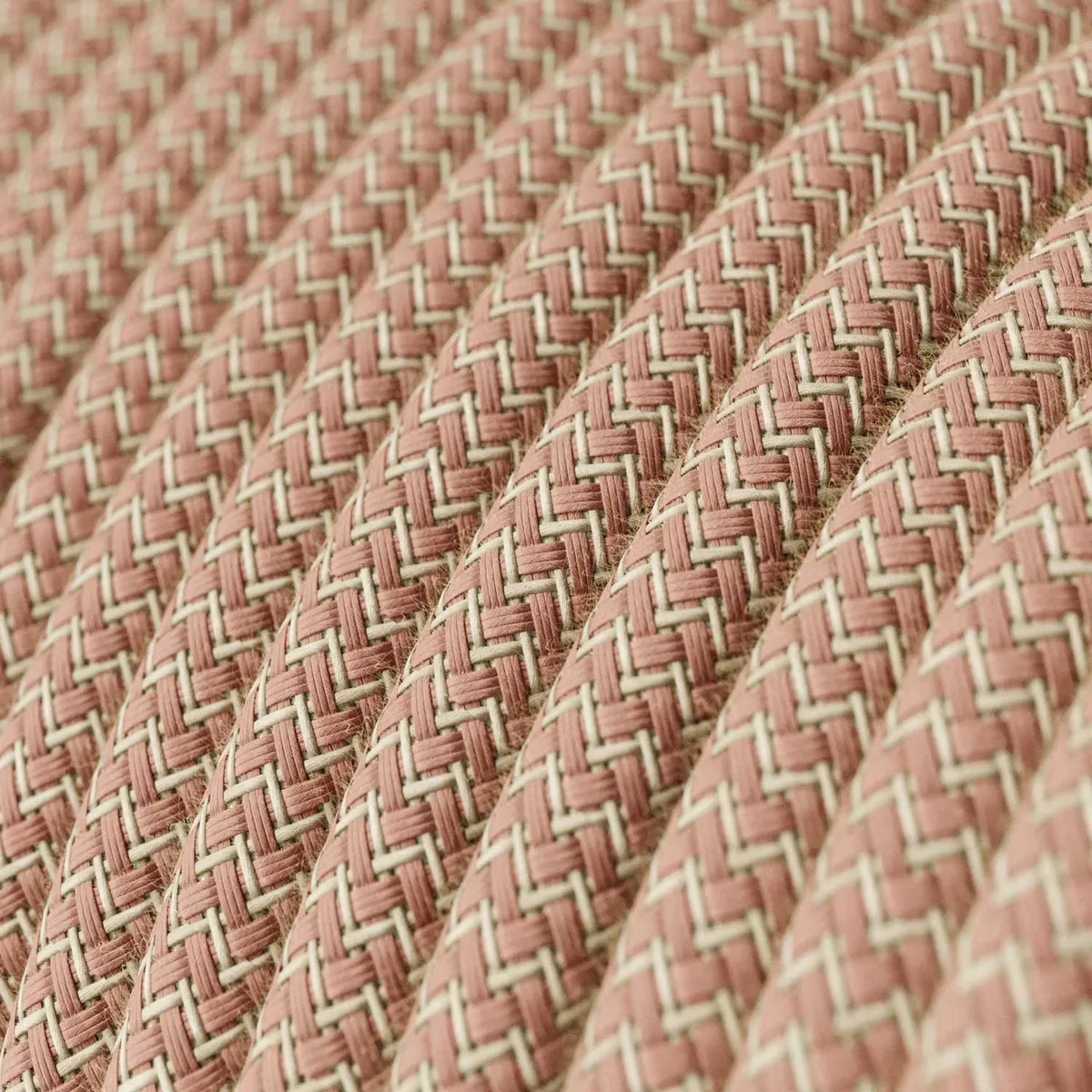 Textilkabel rund 3x0,75mm² altrosa-beige, Zick-Zack
