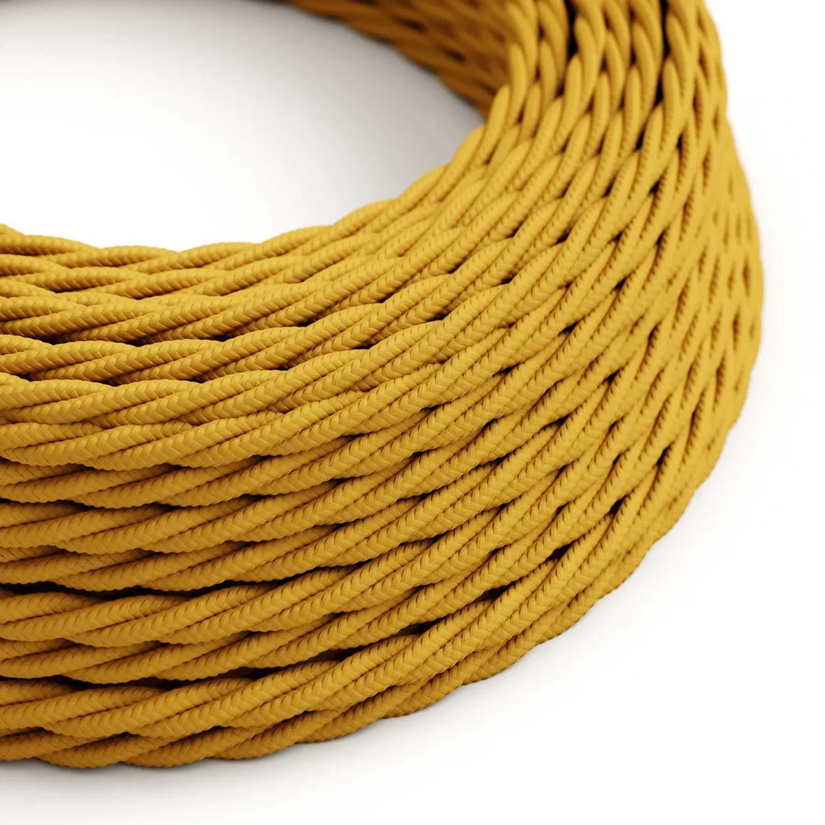 Textilkabel 3x0,75mm² Textil-Seideneffekt geflochten senf