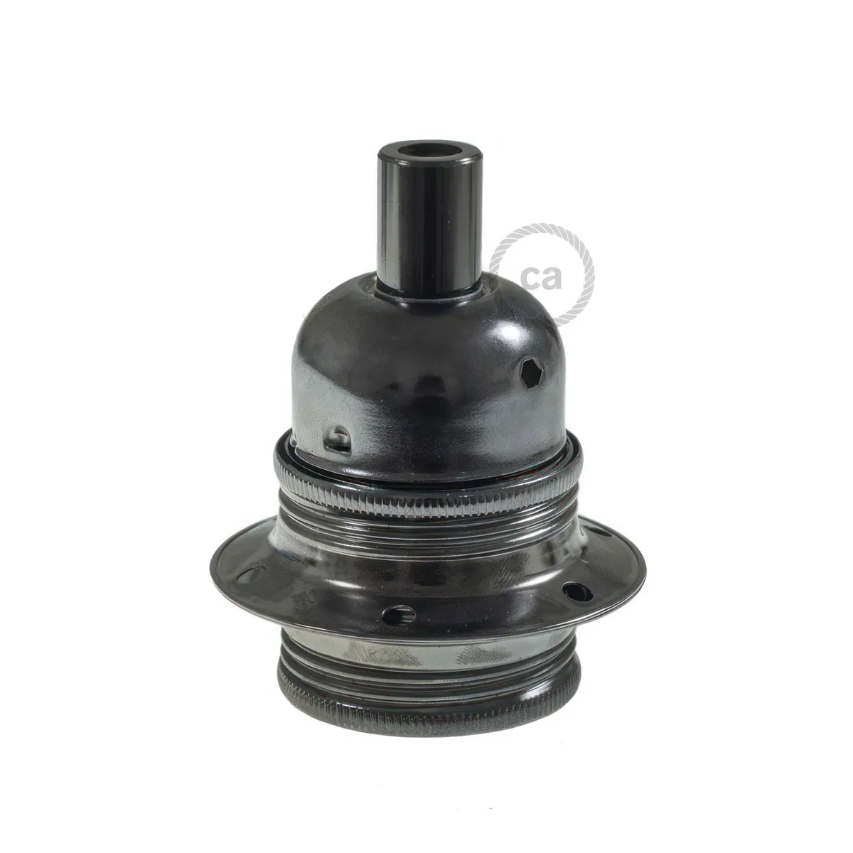 Lampenfassung Metall mit Doppelklemmring E27 Metall schwarz