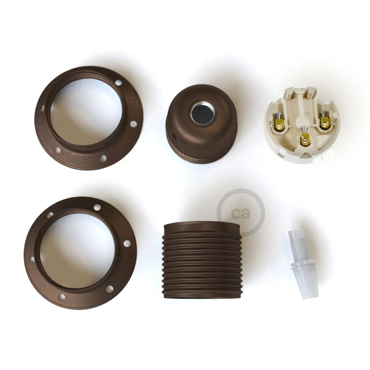 Lampenfassung Metall mit Doppelklemmring E27 Rost