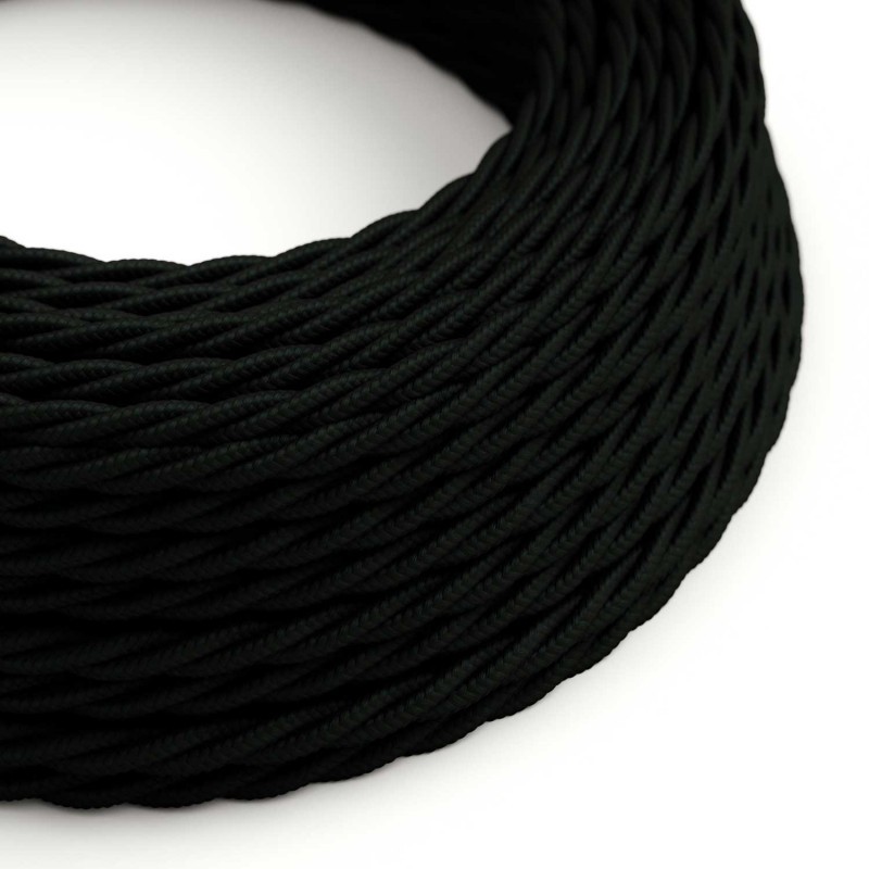 Textilkabel 3x0,75mm² Glänzend Anthrazit Schwarz