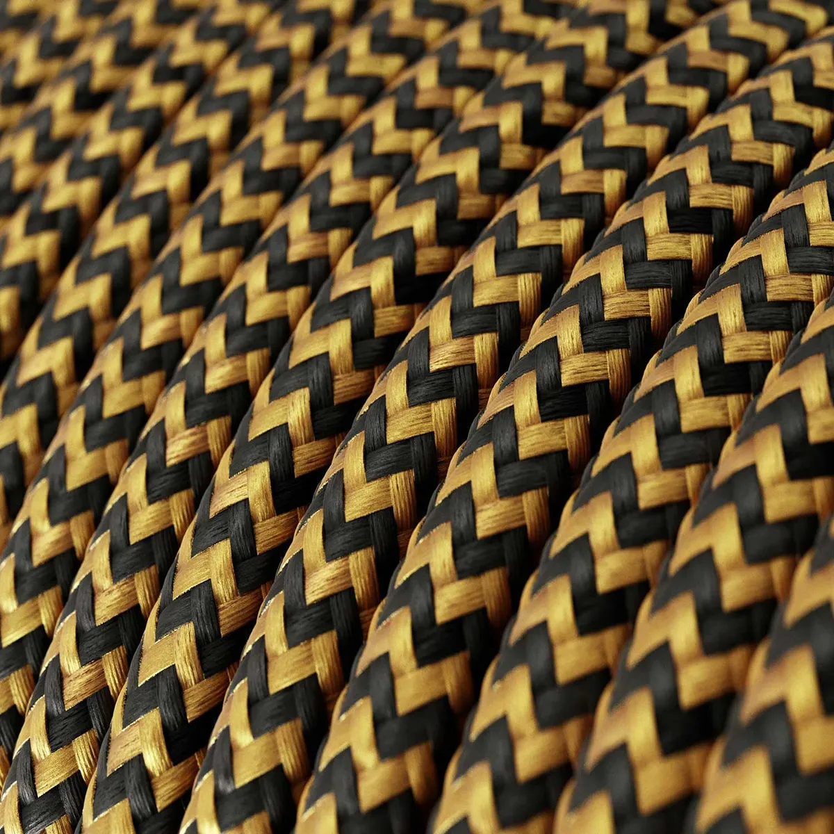 Textilkabel 3x0,75mm² Textil-Seideneffekt gold/schwarz