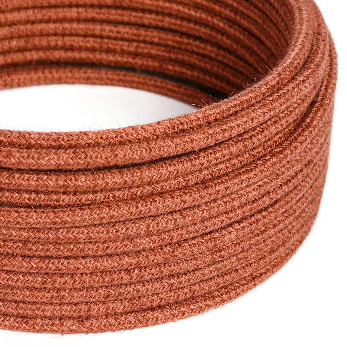 Textilkabel 3x0,75mm² Jute, einfarbig Lehm-Orange