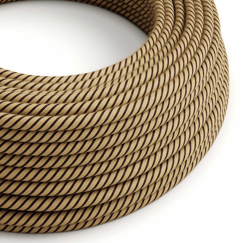 ERD21 Textilkabel rund 3x0,75mm² Tabak, aus Baumwolle und Jute Vertigo