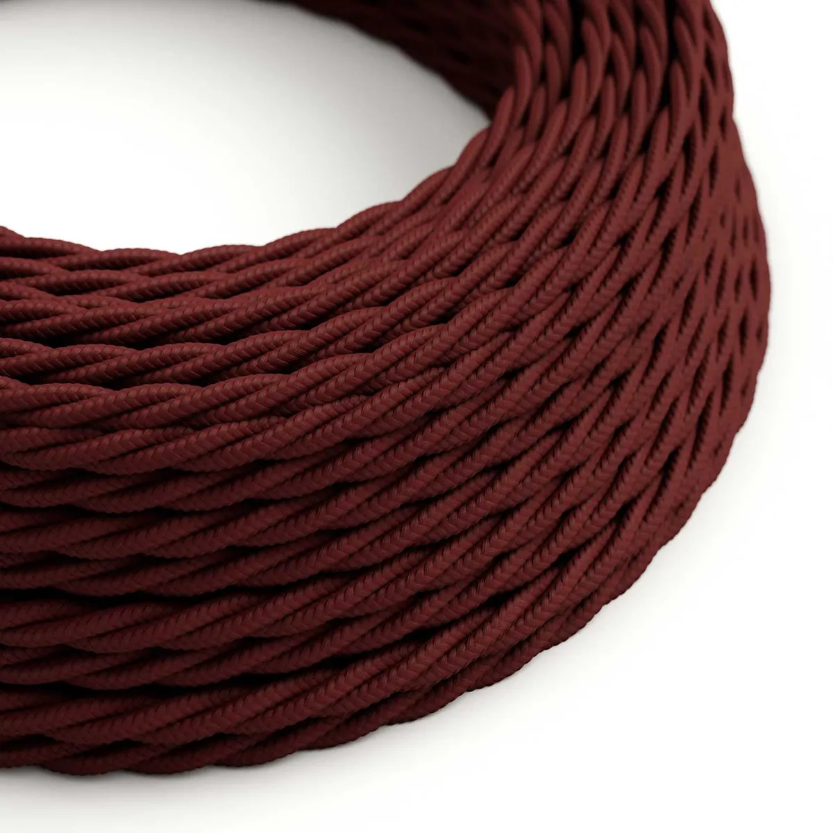 Textilkabel geflochten 3x0,75mm² bordeaux-rot glänzend