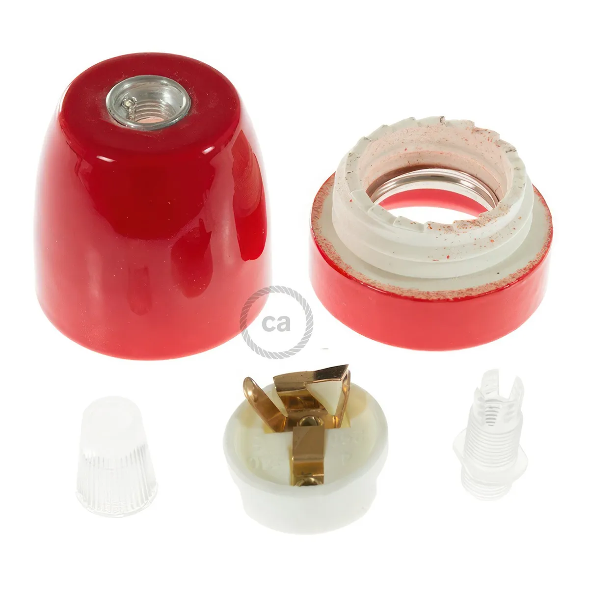 Lampenfassung Porzellan E27 rot