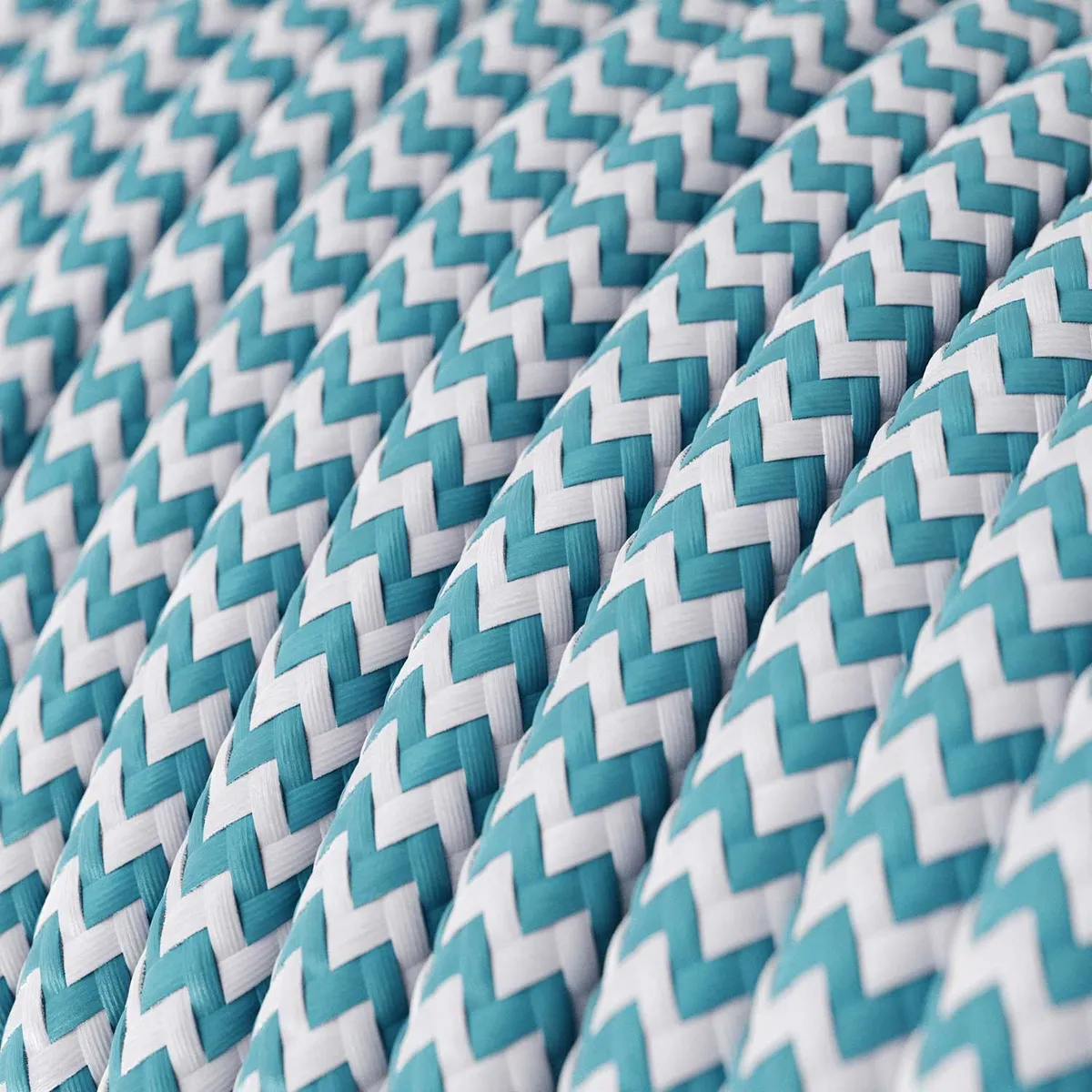 Textilkabel 3x0,75mm² Textil-Seideneffekt Zick-Zack türkis