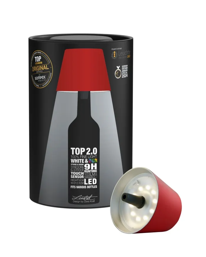 TOP 2.0 - RGB-Akku-Flaschenleuchte rot